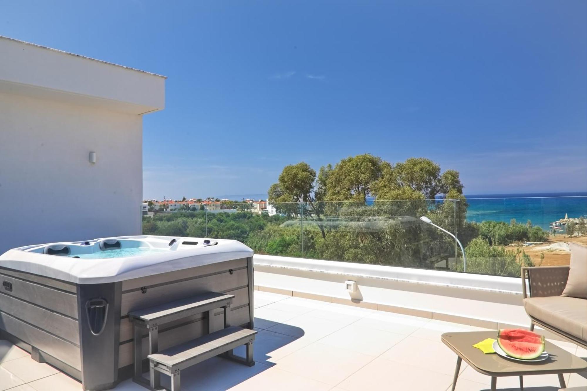 Seaview Luxury Villa Jacuzzi & Pool! 2 Min Beach Πρωταράς Εξωτερικό φωτογραφία