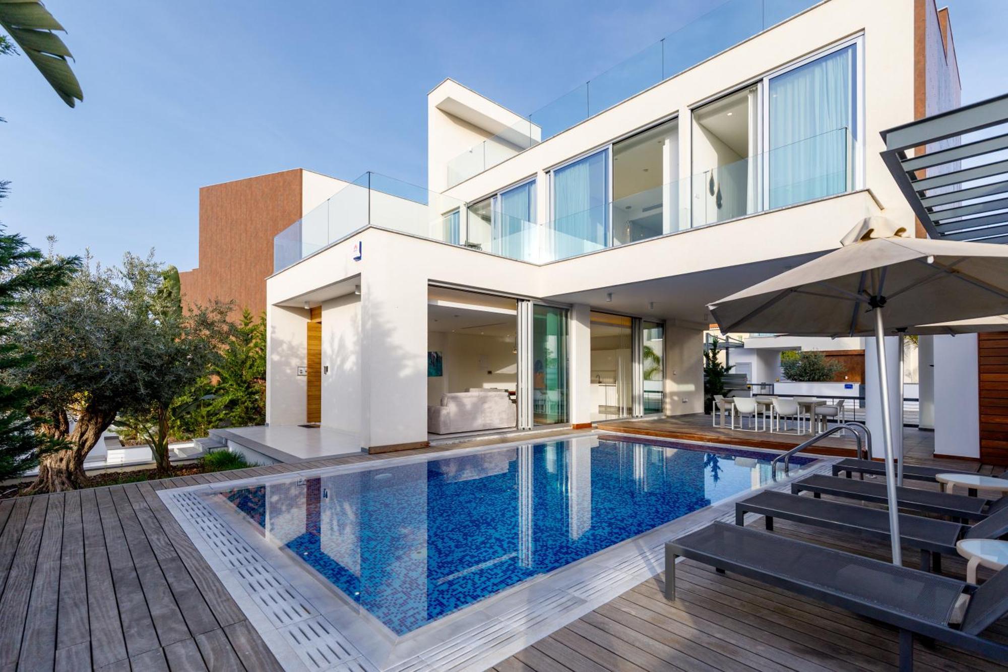 Seaview Luxury Villa Jacuzzi & Pool! 2 Min Beach Πρωταράς Εξωτερικό φωτογραφία