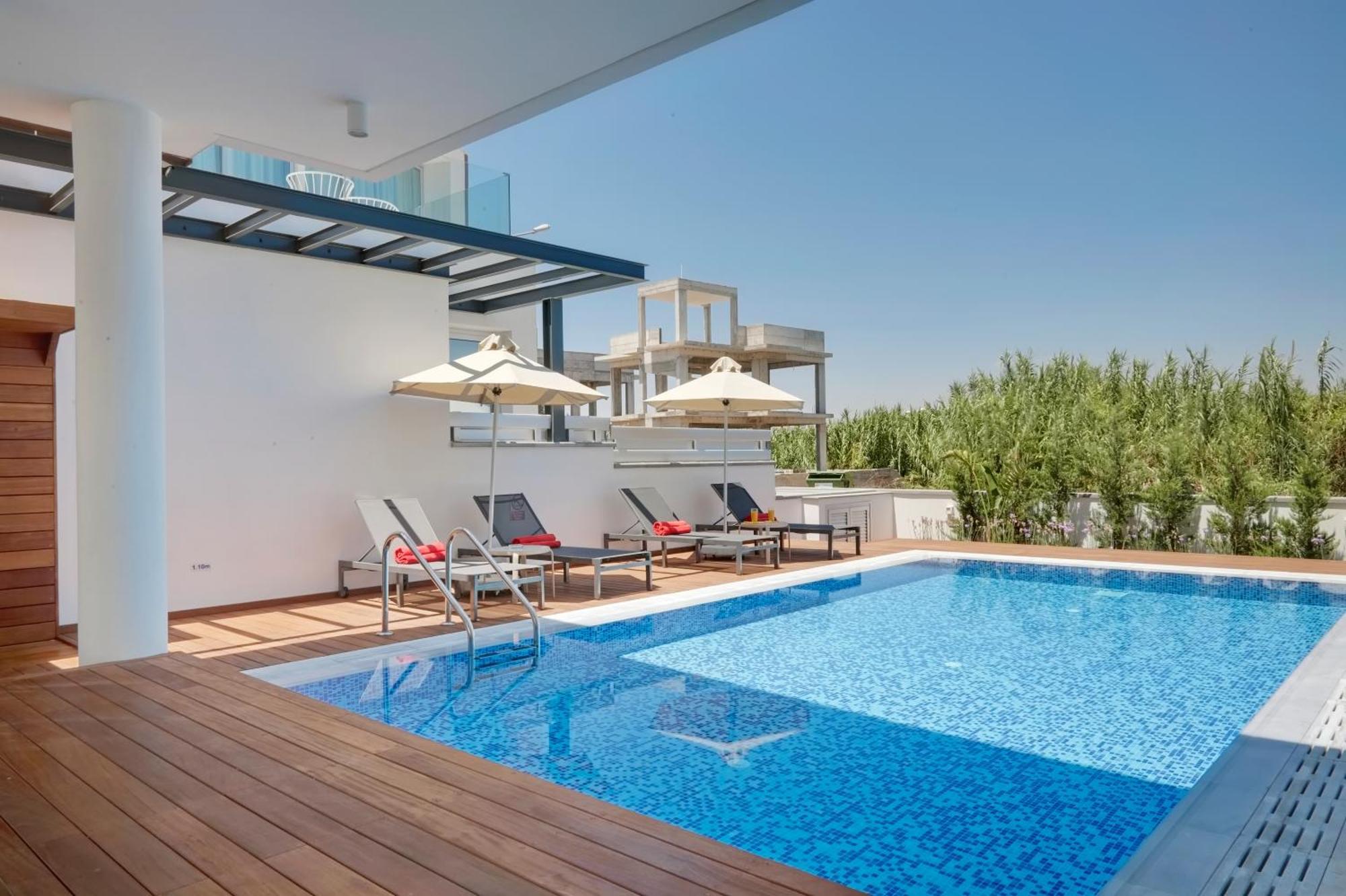 Seaview Luxury Villa Jacuzzi & Pool! 2 Min Beach Πρωταράς Εξωτερικό φωτογραφία