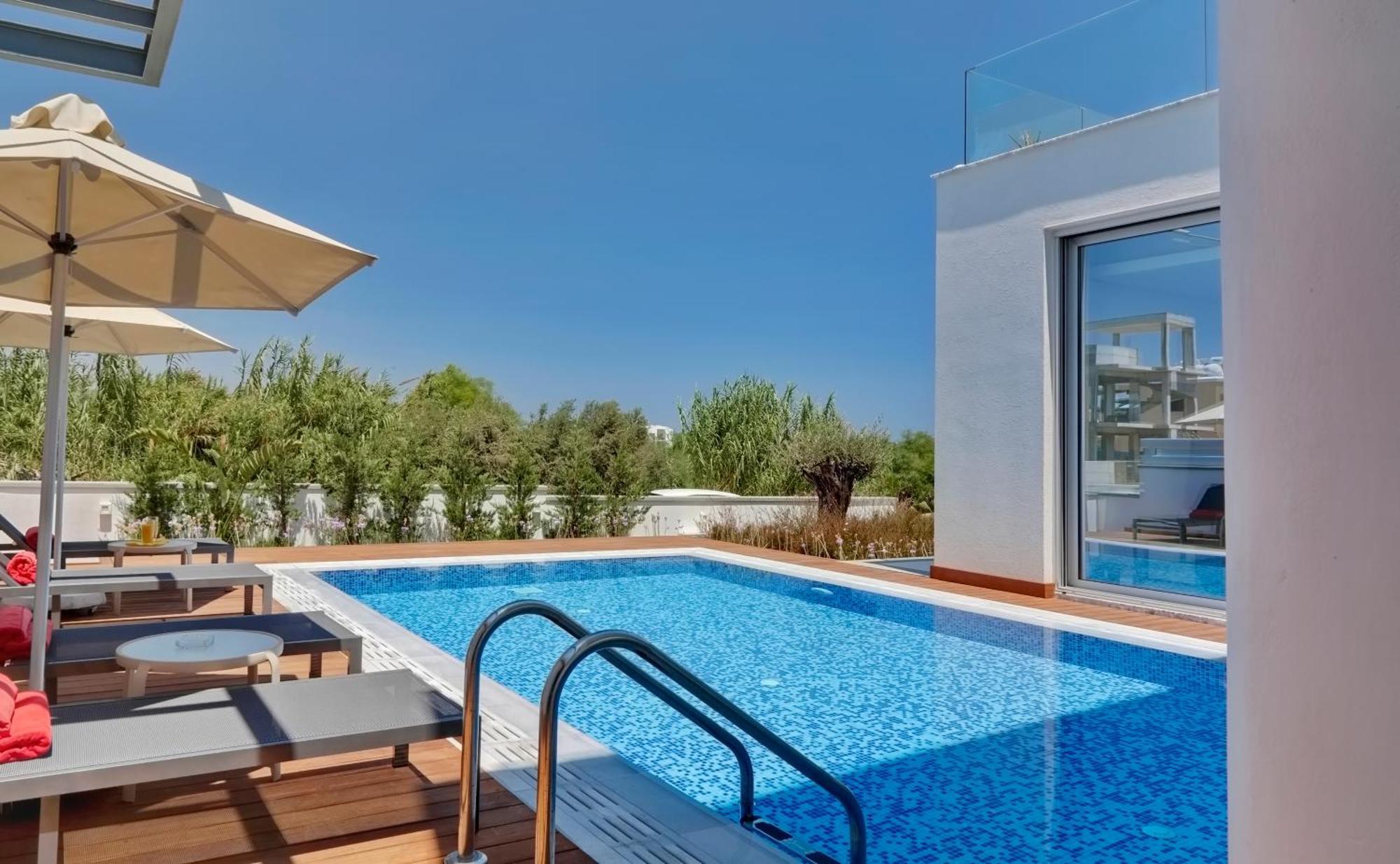 Seaview Luxury Villa Jacuzzi & Pool! 2 Min Beach Πρωταράς Εξωτερικό φωτογραφία