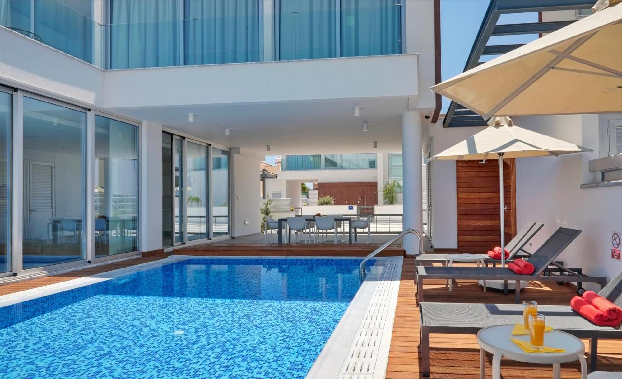 Seaview Luxury Villa Jacuzzi & Pool! 2 Min Beach Πρωταράς Εξωτερικό φωτογραφία